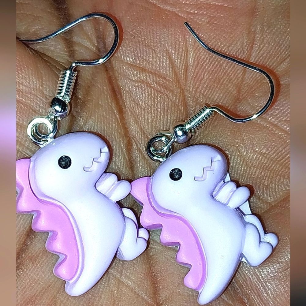 Purple Super cute Retro Dinosaur Earrings For kids And Adults - Picture 2 of 4